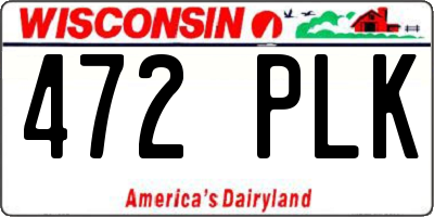 WI license plate 472PLK