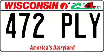 WI license plate 472PLY