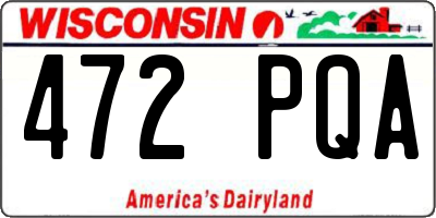 WI license plate 472PQA