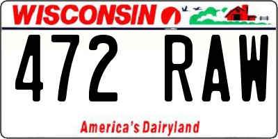 WI license plate 472RAW