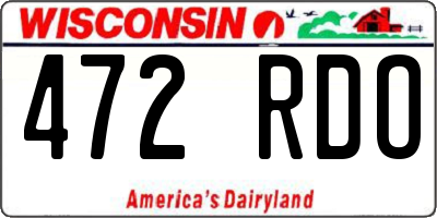 WI license plate 472RDO