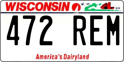 WI license plate 472REM