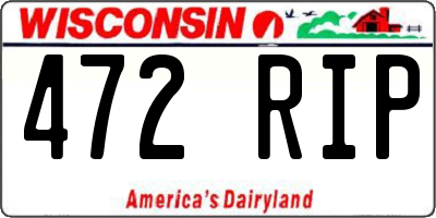 WI license plate 472RIP