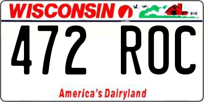 WI license plate 472ROC