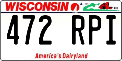 WI license plate 472RPI