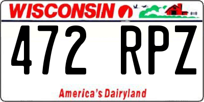 WI license plate 472RPZ