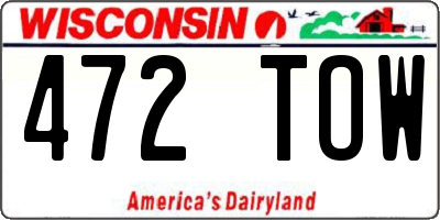 WI license plate 472TOW