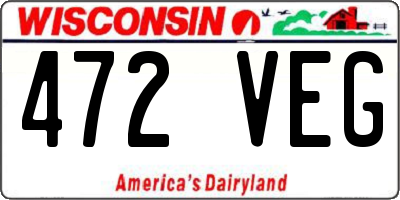 WI license plate 472VEG