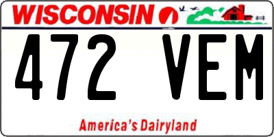 WI license plate 472VEM