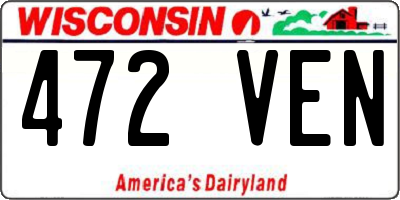 WI license plate 472VEN