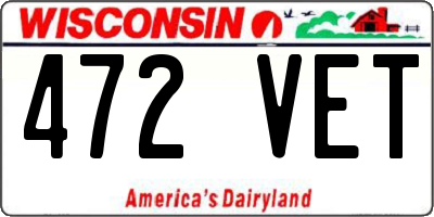 WI license plate 472VET
