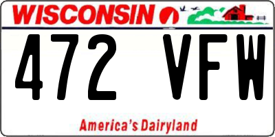 WI license plate 472VFW