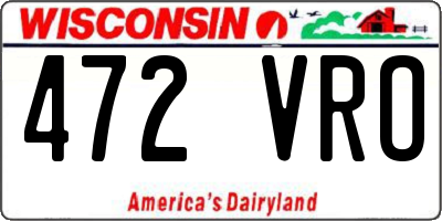 WI license plate 472VRO