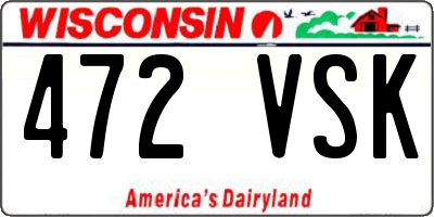 WI license plate 472VSK