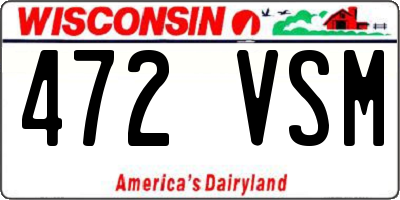 WI license plate 472VSM