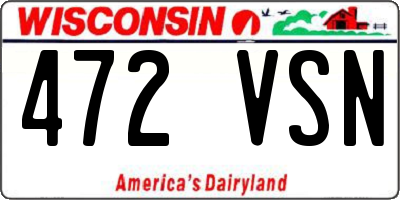 WI license plate 472VSN