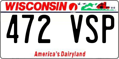 WI license plate 472VSP