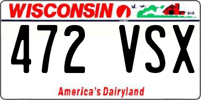 WI license plate 472VSX
