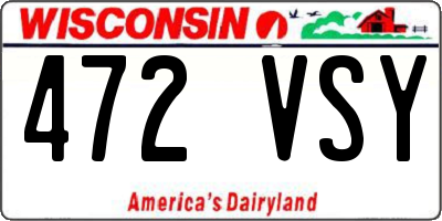 WI license plate 472VSY