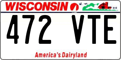 WI license plate 472VTE