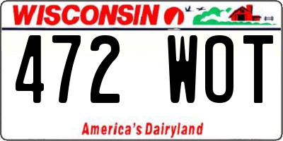 WI license plate 472WOT