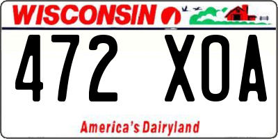 WI license plate 472XOA