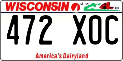WI license plate 472XOC