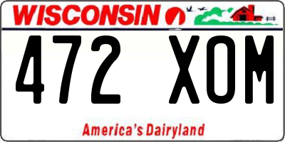 WI license plate 472XOM