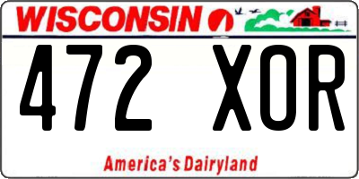 WI license plate 472XOR