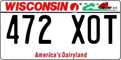 WI license plate 472XOT