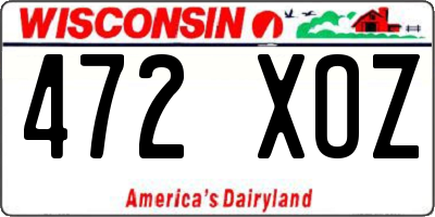 WI license plate 472XOZ