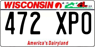 WI license plate 472XPO
