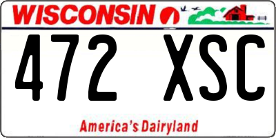 WI license plate 472XSC