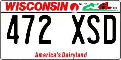 WI license plate 472XSD