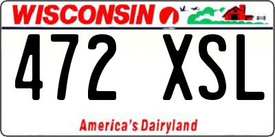 WI license plate 472XSL