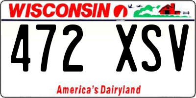 WI license plate 472XSV