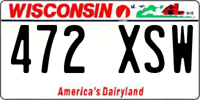 WI license plate 472XSW