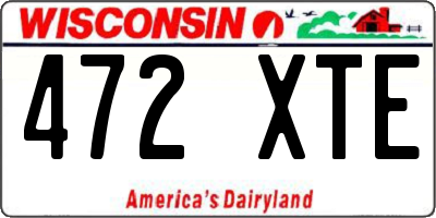 WI license plate 472XTE