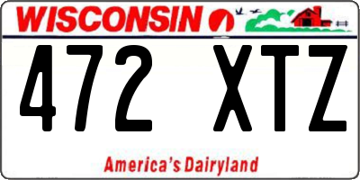 WI license plate 472XTZ