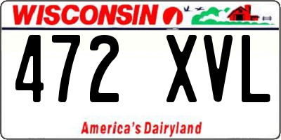 WI license plate 472XVL