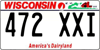 WI license plate 472XXI