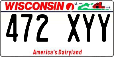 WI license plate 472XYY