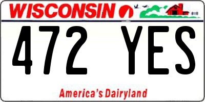 WI license plate 472YES