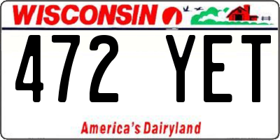 WI license plate 472YET