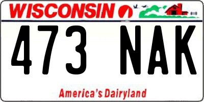 WI license plate 473NAK