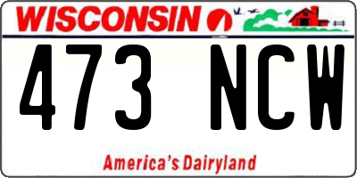 WI license plate 473NCW