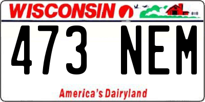 WI license plate 473NEM