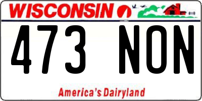 WI license plate 473NON