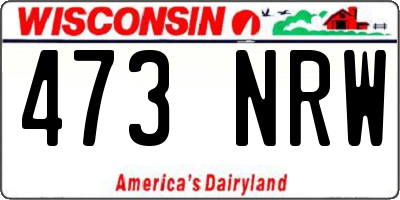 WI license plate 473NRW