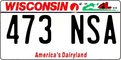 WI license plate 473NSA